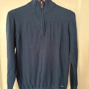 Kangol Men's Size L Super Soft Viscose Poly Nylon Quarter Zip Sweater NAVY
